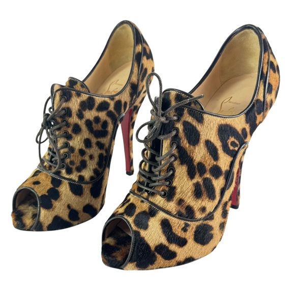 CHRISTIAN LOUBOUTIN Lady Derby 120 pony Luxor Calf Hair Heels Pump 36 - 6US - Picture 1 of 11